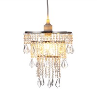 Cioceen Acrylic Chandelier Lampshade Crystal Beaded Fixture Pendant Ceiling Light Shade For Wedding Bedroom Centerpiece Lampshade With Acrylic Jewel Droplets H11.5