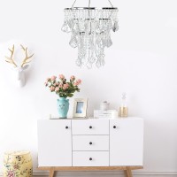 Cioceen Acrylic Chandelier Lampshade Crystal Beaded Fixture Pendant Ceiling Light Shade For Wedding Bedroom Centerpiece Lampshade With Acrylic Jewel Droplets H11.5