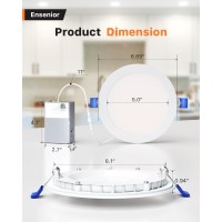 Ensenior 24 Pack 6 Inch Ultrathin Led Recessed Ceiling Light With Junction Box 6000K Clear White 12W 110W Eqv Dimmable Cank