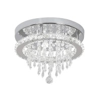 Deckrico Modern K9 Crystal Chandelier 3 Led Lights Stainless Steel Pendant Lamp Flush Mount Light Fixtures For Dining Room Bathroom Bedroom Living Room (Cool White)