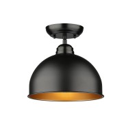 Redeast Farmhouse Semi Flush Mount Ceiling Light Fixture, Vintage Close To Ceiling Lighting Industrial Flush Mount Ceiling Light For Kitchen Island Laundry Corridor Hallway Entryway (Black, 9.24