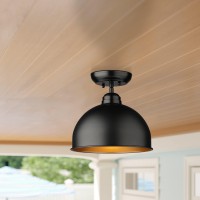 Redeast Farmhouse Semi Flush Mount Ceiling Light Fixture, Vintage Close To Ceiling Lighting Industrial Flush Mount Ceiling Light For Kitchen Island Laundry Corridor Hallway Entryway (Black, 9.24