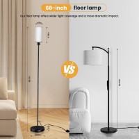 Veyfiy Floor Lamp For Living Room Glass Lampshade Modern Standing Floor Lamp 68 Inches Tall With E26 Socket For Office Bedroo