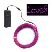 Jiguoor El Wire Battery Pack 16.4Ft / 5M Bright Neon Light Strip 360 Illumination Neon Tube Rope Lights For Diy, Festival, Party Decoration, Pub, Halloween, Chrismas (16.4Ft / 5M, Purple)