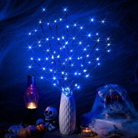 Twig Lights, 3 Pack Lighted Branches For Vases With 60 Bright Bulbs, Bendable Battery Branch Lights For Halloween, Led Lighted Willow Branches For Halloween Home Decoration (Blu-Ray)