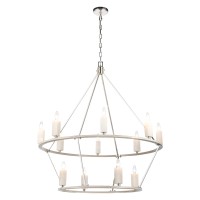 White Stone 40'' Wide 12-Light Chandelier - Polished Nickel