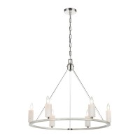 White Stone 30'' Wide 6-Light Chandelier - Polished Nickel