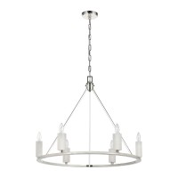 White Stone 30'' Wide 6-Light Chandelier - Polished Nickel