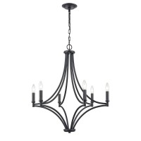 Spanish Villa 26'' Wide 6-Light Chandelier - Charcoal