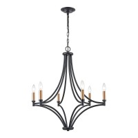 Spanish Villa 26'' Wide 6-Light Chandelier - Charcoal