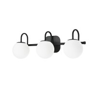 Zhuoer Modern Black Bathroom Vanity Light Fixtures 3 Lights Frame And Milk White Glass Globe Shade Modern Wall Sconce Lighting B