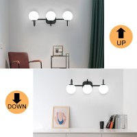 Zhuoer Modern Black Bathroom Vanity Light Fixtures 3 Lights Frame And Milk White Glass Globe Shade Modern Wall Sconce Lighting B