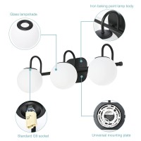 Zhuoer Modern Black Bathroom Vanity Light Fixtures 3 Lights Frame And Milk White Glass Globe Shade Modern Wall Sconce Lighting B