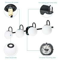 Zhuoer Vintage Bathroom Light Fixtures 4Lights Black Mid Century Vanity Lights With Milk White Glass Globe Shade Vintage Wall S