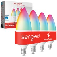 Sengled Smart Light Bulbs, E12 Smart Bulb, S1 Auto Pairing With Alexa Devices, Candelabra Light Bulbs, Smart Chandelier Light Bulbs That Work With Alexa, 45W Equivalent, Multicolor Dimmable, 4-Pack