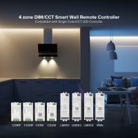 Btf-Lighting B2 Wireless 2.4G Rf 4 Zones Cct Color Temperature Led Strip Wall Mounted Smart Panel Remote Powered By 2Xaaa Batteries 3V Work With Wb5 Lm052 Lm053 C02Rf C02W C01Rf C01W Controller