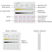 Btf-Lighting B2 Wireless 2.4G Rf 4 Zones Cct Color Temperature Led Strip Wall Mounted Smart Panel Remote Powered By 2Xaaa Batteries 3V Work With Wb5 Lm052 Lm053 C02Rf C02W C01Rf C01W Controller