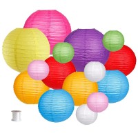 Paper Lanterns Decorative, Party Supplies For Wedding Rainbow Birthday Party Mexican Fiesta Decorations Colorful 15Pcs