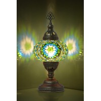 Mozaist Turkish Lamp, Mosaic Table Lamp, Antique Moroccan Decorative Glass Bohemian Vintage Lamp Shade, Small Desk Tiffany Bedside Stained Glass Lamp With Us Plug And E12 Socket