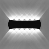 Kawell 12W Modern Wall Sconces Led Wall Light Up Down Indoor Outdoor Aluminum Wall Lamp Led Waterproof Ip65 For Bedroom Living Room Bathroom Stairs Hallway Corridor Porch, Black 6000K