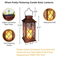 2Pack 11 Outdoor Solar Lanterns Waterproof Garden Flickering Flameless Candle Mission Lights For Patio Table Outdoor Party