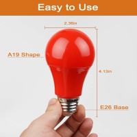 Greenic Red Light Bulbs 9W 60 Watt Equivalent 120V E26 Base A19 Red Led Lights For Bedroom Porch Holiday Party Valentine