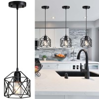 Laihezz 1Light Vintage Hanging Light Pendant Light Fixture Farmhouse Basket Cage Hanging Ceiling Light With Metal Caged For Kit