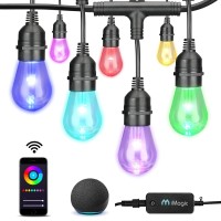 Imagic Outdoor String Lights 98 Ft Smart Rgb Patio Lights 30 Led Bulbs Multi Color String Lights For Alexagoogle Assistant