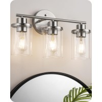 Edishine Bathroom Light Fixtures 3Light Bathroom Vanity Light Over Mirror Brushed Nickel Wall Sconces Lighting With Clear Gla