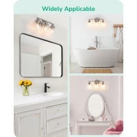 Edishine Bathroom Light Fixtures 3Light Bathroom Vanity Light Over Mirror Brushed Nickel Wall Sconces Lighting With Clear Gla