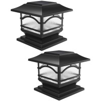 Davinci Lighting Premium Solar Outdoor Post Cap Lights - 4X4 5X5 6X6 - Bright Led Light For Fence Deck Garden Or Patio Posts - Slate Black (2 Pack)