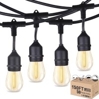 Meidaoduo Outdoor String Lights 150Ft With 50 Led Shatterproof S14 1W Bulbs For Patio Lights, Bistro Lights, Gazeboi Lights, Backyard Lights