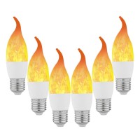 Lpraer 6 Pack E26 Led Flame Effect Light Bulbs 3 Modes Flickering Flame Tip Candelabra Light Bulbs Warm White Chandelier Bulbs For Easter Halloween