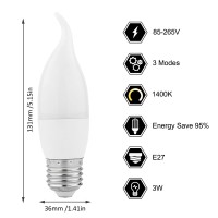 Lpraer 6 Pack E26 Led Flame Effect Light Bulbs 3 Modes Flickering Flame Tip Candelabra Light Bulbs Warm White Chandelier Bulbs For Easter Halloween