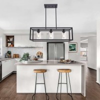 Melucee Kitchen Island Lighting 3 Lights Farmhouse Chandelier Black Pendant Lighting With Clear Glass Shade Dining Room Lighti