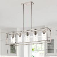 Melucee 5Light Dining Room Lighting Fixture Hanging Brushed Nickel Modern Pendant Lighting Contemporary Chandeliers With Clear