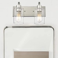 Emliviar 2Light Bathroom Vanity Light Bathroom Light Fixture In Brushed Nickel Finish With Clear Glass Yce237B2W Bn