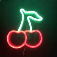 Qiaofei Cherry Neon Sign Lights Fruit Signs With Usb Or Battery Operated For Kids Room Bedroom Bar Restaurant Game Room Christm