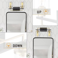 Emliviar 2Light Gold Bathroom Light Fixtures Vanity Light In Black And Gold Finish With Clear Glass Yce238B2W Bkbg