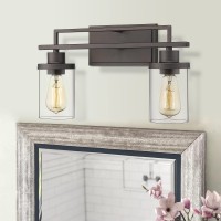 Emliviar 2Light Vanity Lighting Fixtures Farmhouse Bathroom Light Fixture In Oil Rubbed Bronze Finish With Clear Glass Yce23