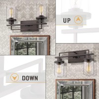 Emliviar 2Light Vanity Lighting Fixtures Farmhouse Bathroom Light Fixture In Oil Rubbed Bronze Finish With Clear Glass Yce23