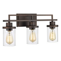 Emliviar 3Light Vanity Light For Bathroom Farmhouse Bathroom Light Fixtures In Oil Rubbed Bronze Finish With Clear Glass Yce