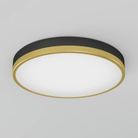 Artika Kent Led-Integrated Flushmount Ceiling Light Fixture, Black And Gold