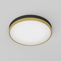 Artika Kent Led-Integrated Flushmount Ceiling Light Fixture, Black And Gold