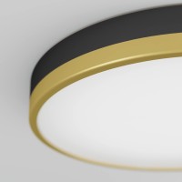 Artika Kent Led-Integrated Flushmount Ceiling Light Fixture, Black And Gold