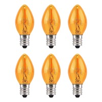 Kinur Night Light Bulbs, C7 Led Bulbs E12 Candelabra Base Amber 2200K, 1 Watt Equivalent 10W Incandescent Bulb, Salt Lamp And Window Candles & Chandeliers Replacement Bulb 6 Pack (6, Amber)