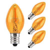 Kinur Led Night Light Bulbs, C7 Led Bulbs E12 Candelabra Base Amber 2200K, 1 Watt Equivalent 10W Incandescent Bulb, Salt Lamp And Window Candles & Chandeliers Replacement Bulb 4 Pack (4, Amber)