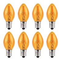 Kinur C7 Led Bulbs, Led Night Light Bulb E12 Candelabra Base Amber 2200K, 1 Watt Equivalent 10W Incandescent Bulb, Salt Lamp And Window Candles & Chandeliers Replacement Bulb 8 Pack (8, Amber)