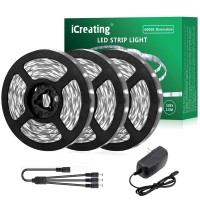 Icreating 50Ft White Led Strip Lights Bright Daylight White Led Light Strip Flexible Tape Lights, Led Mirror Lights, Under Cabinet Lighting Strips For Mirror Under Cabinet Bedroom Kitche