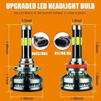 This 9005 H11 LED headlight bulbs combo kit with 6 sides DOB chips 360 degree lighting without any dark zone no need adjust the lighting angle Adopted IP67 waterproofeven can work as normal under harsh condition such as Rainy and Foggy daysnbsp Specificat